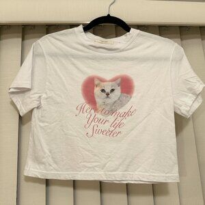 From South Korea, Size S, White Crop Shirt